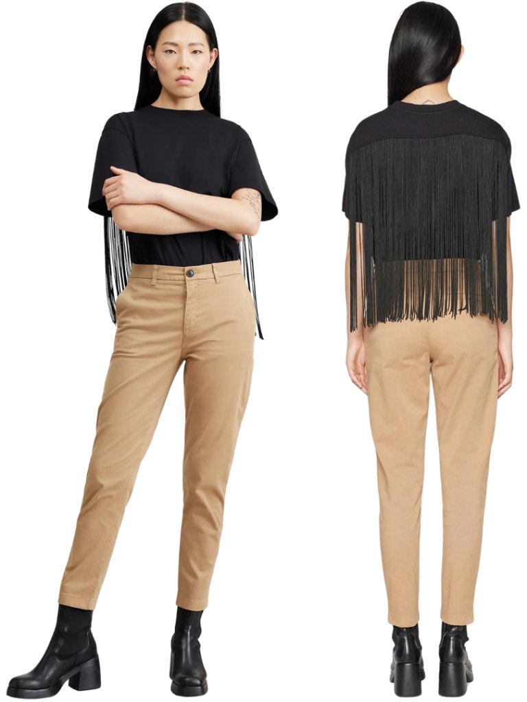 Boss Tachini Flat Front Tapered Chino Pants Women's 12 Beige Career Orange Label